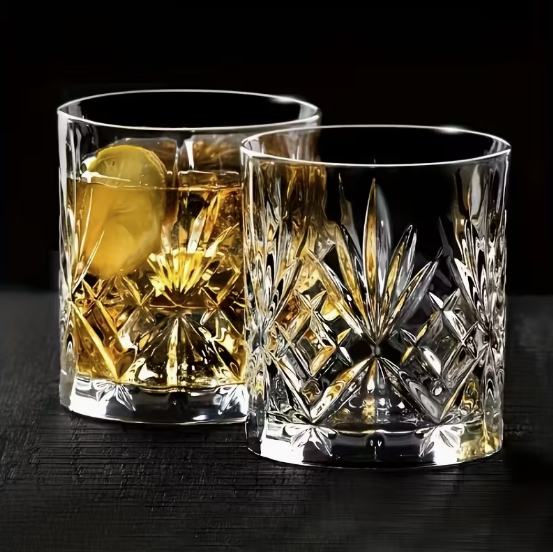Kryształowe szklanki w stylu vintage z podwójnym szkłem (2 szt., 210 ml)